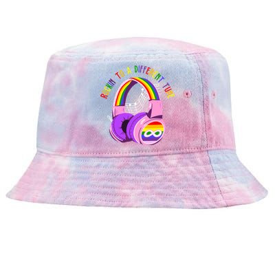 Rockin To A Different Tune Rainbow Autism Awareness Tie-Dyed Bucket Hat