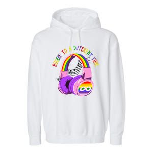 Rockin To A Different Tune Rainbow Autism Awareness Garment-Dyed Fleece Hoodie