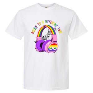 Rockin To A Different Tune Rainbow Autism Awareness Garment-Dyed Heavyweight T-Shirt