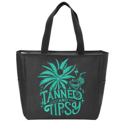 Retro Tanned And Tipsy Beach Summer Vacation Zip Tote Bag