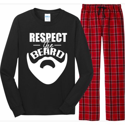 Respect The Beard Gift For Dad Uncle Gift Long Sleeve Pajama Set