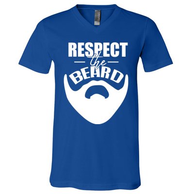 Respect The Beard Gift For Dad Uncle Gift V-Neck T-Shirt