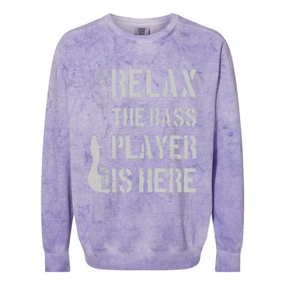 Relax The Bass Player Is Here Funny Guitar Bassist Gift Colorblast Crewneck Sweatshirt