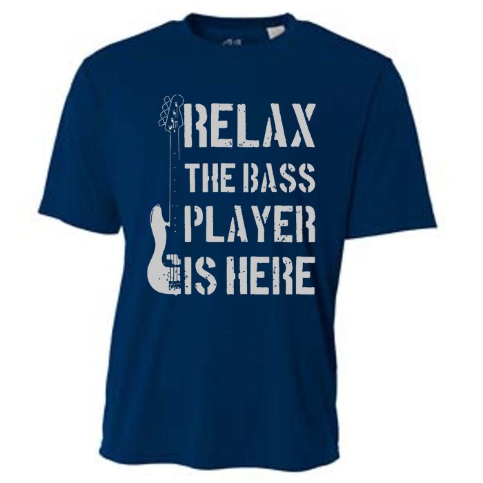 Relax The Bass Player Is Here Funny Guitar Bassist Gift Cooling Performance Crew T-Shirt