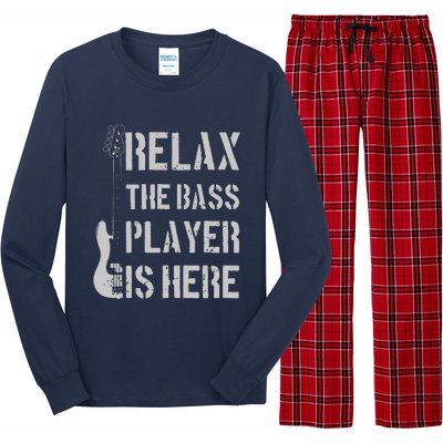 Relax The Bass Player Is Here Funny Guitar Bassist Gift Long Sleeve Pajama Set