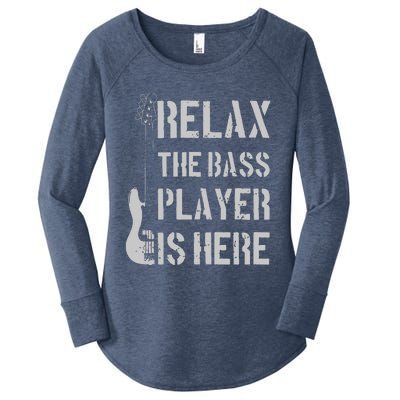 Relax The Bass Player Is Here Funny Guitar Bassist Gift Women's Perfect Tri Tunic Long Sleeve Shirt