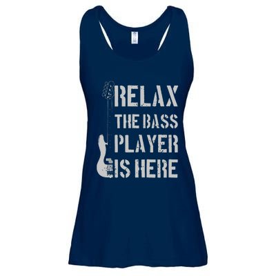 Relax The Bass Player Is Here Funny Guitar Bassist Gift Ladies Essential Flowy Tank