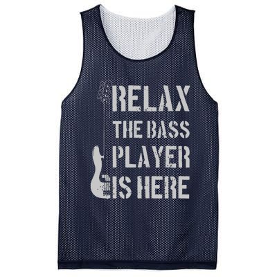 Relax The Bass Player Is Here Funny Guitar Bassist Gift Mesh Reversible Basketball Jersey Tank