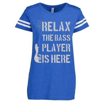 Relax The Bass Player Is Here Funny Guitar Bassist Gift Enza Ladies Jersey Football T-Shirt