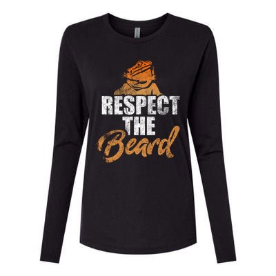 Respect The Beard Bearded Dragon Distressed Great Gift Womens Cotton Relaxed Long Sleeve T-Shirt