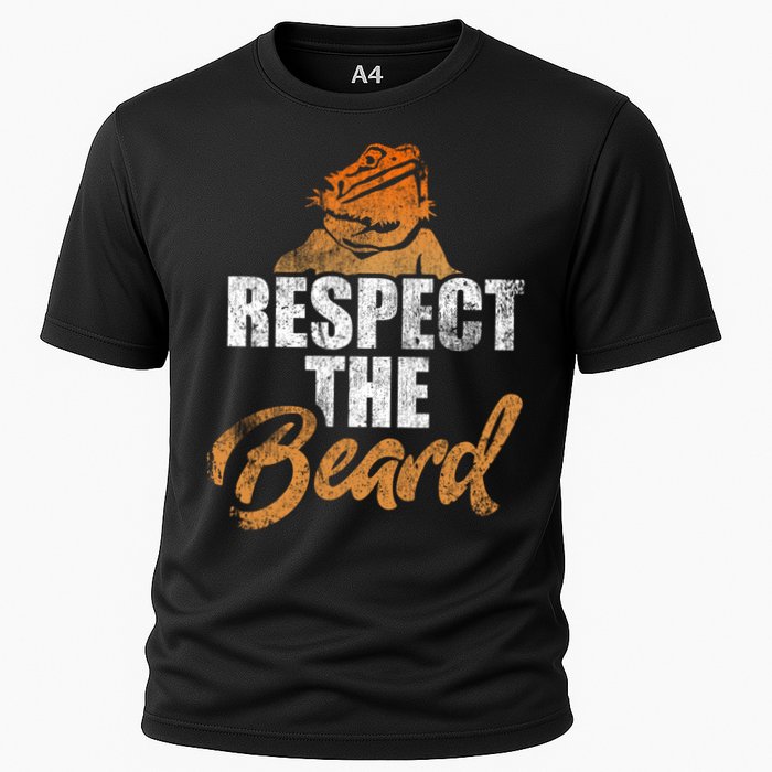 Respect The Beard Bearded Dragon Distressed Great Gift Cooling Performance Crew T-Shirt