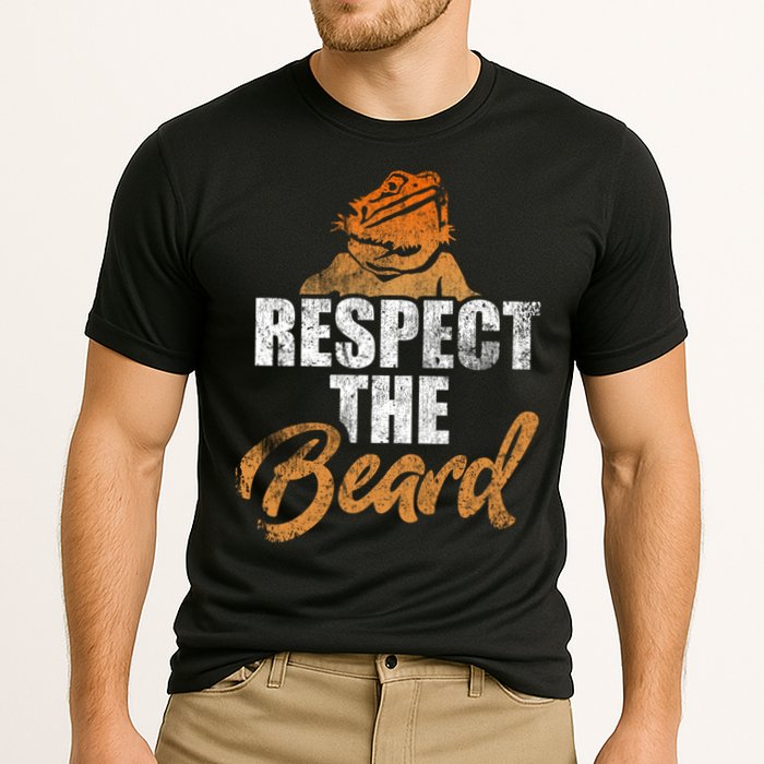 Respect The Beard Bearded Dragon Distressed Great Gift Cooling Performance Crew T-Shirt