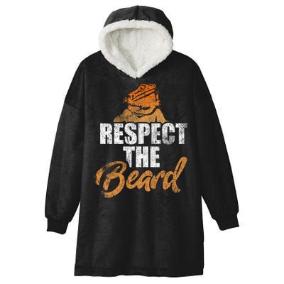 Respect The Beard Bearded Dragon Distressed Great Gift Hooded Wearable Blanket