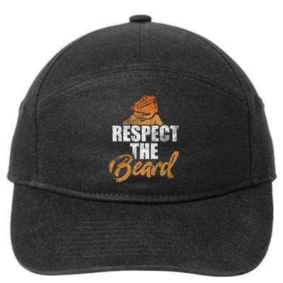 Respect The Beard Bearded Dragon Distressed Great Gift 7-Panel Snapback Hat