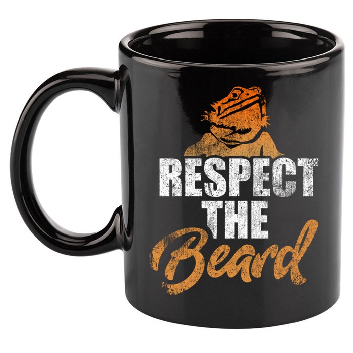 Respect The Beard Bearded Dragon Distressed Great Gift 11oz C Handle Ceramic Mug