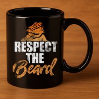 Respect The Beard Bearded Dragon Distressed Great Gift 11oz C Handle Ceramic Mug
