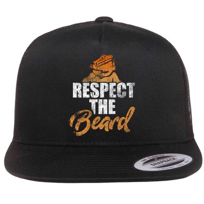 Respect The Beard Bearded Dragon Distressed Great Gift Flatbill Hat