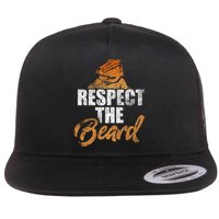 Respect The Beard Bearded Dragon Distressed Great Gift Flat Bill Trucker Hat