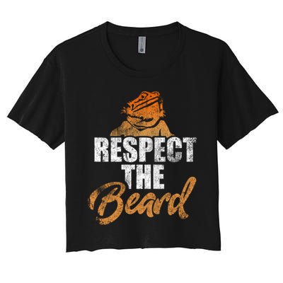 Respect The Beard Bearded Dragon Distressed Great Gift Crop Top
