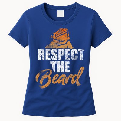 Respect The Beard Bearded Dragon Distressed Great Gift Womens T-Shirt