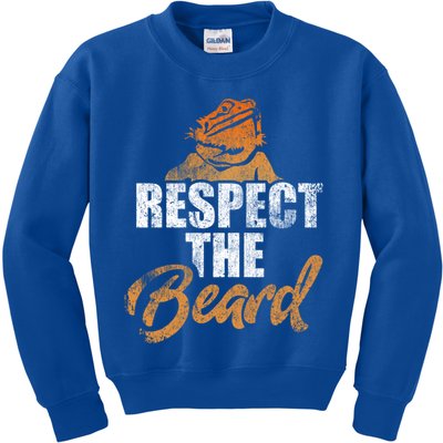 Respect The Beard Bearded Dragon Distressed Great Gift Kids Sweatshirt