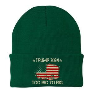 Retro Too Big To Rig Trump Quote President 2024 Us Flag Knit Cap Winter Beanie