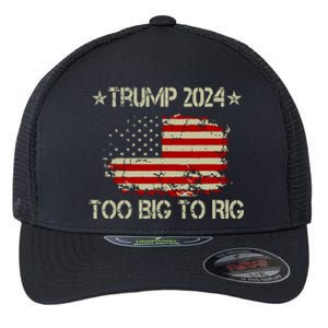 Retro Too Big To Rig Trump Quote President 2024 Us Flag Flexfit Unipanel Trucker Cap