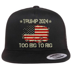 Retro Too Big To Rig Trump Quote President 2024 Us Flag Flat Bill Trucker Hat