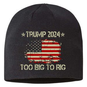 Retro Too Big To Rig Trump Quote President 2024 Us Flag Sustainable Beanie