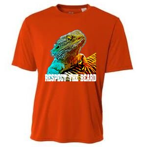 Respect The Beard Funny Bearded Dragon Gift Cooling Performance Crew T-Shirt