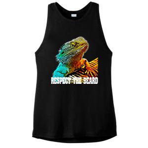 Respect The Beard Funny Bearded Dragon Gift Ladies PosiCharge Tri-Blend Wicking Tank