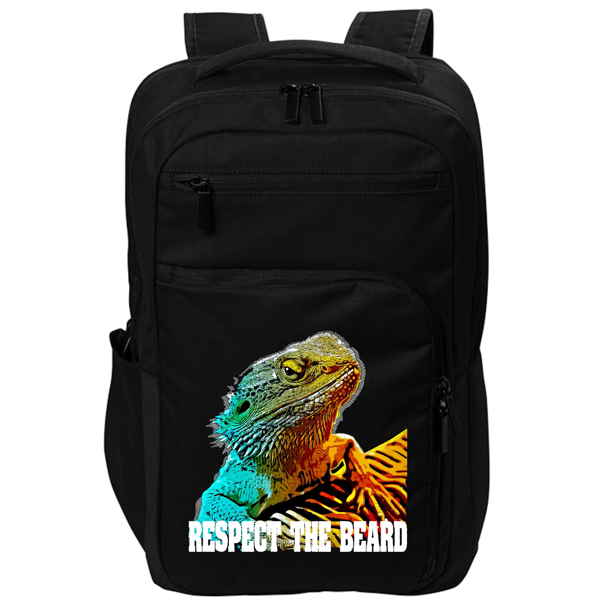 Respect The Beard Funny Bearded Dragon Gift Impact Tech Backpack