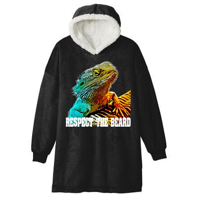 Respect The Beard Funny Bearded Dragon Gift Hooded Wearable Blanket