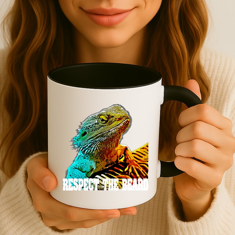 Respect The Beard Funny Bearded Dragon Gift Mug