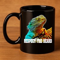 Respect The Beard Funny Bearded Dragon Gift 11oz C Handle Ceramic Mug