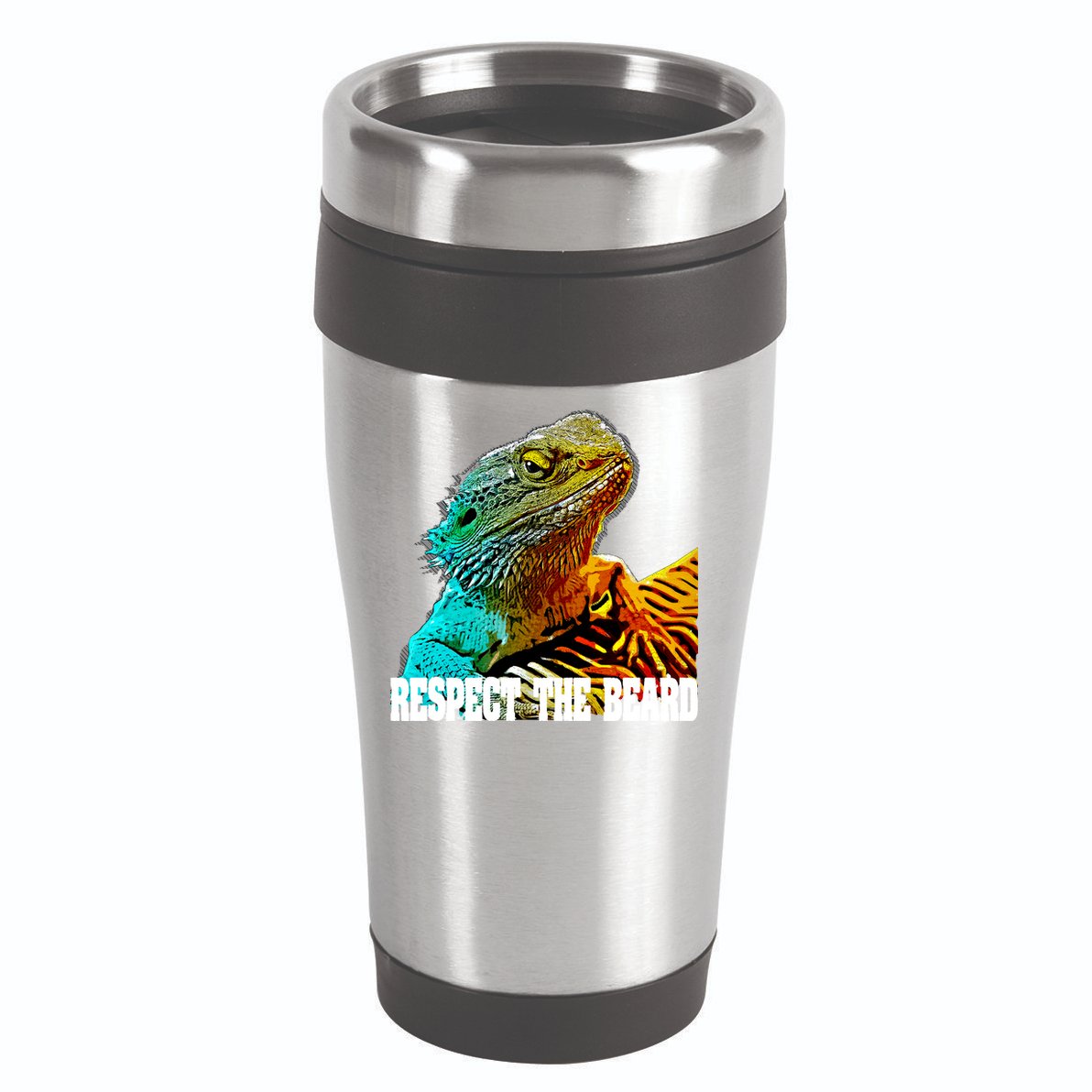 Respect The Beard Funny Bearded Dragon Gift 16oz Travel Tumbler