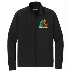 Respect The Beard Funny Bearded Dragon Gift Stretch Full-Zip Cadet Jacket