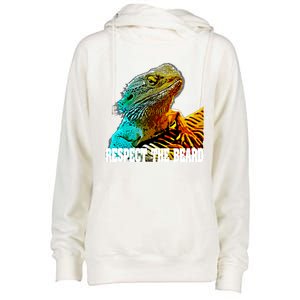 Respect The Beard Funny Bearded Dragon Gift Womens Funnel Neck Pullover Hood