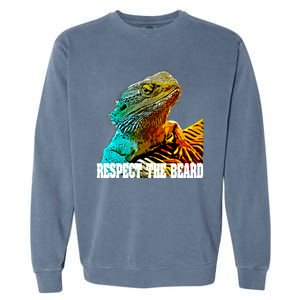 Respect The Beard Funny Bearded Dragon Gift Garment-Dyed Sweatshirt