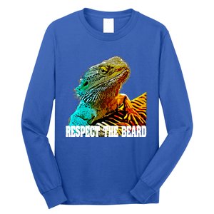 Respect The Beard Funny Bearded Dragon Gift Long Sleeve Shirt