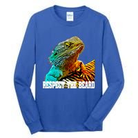 Respect The Beard Funny Bearded Dragon Gift Tall Long Sleeve T-Shirt