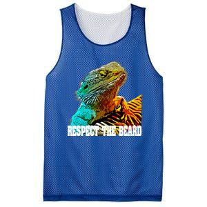 Respect The Beard Funny Bearded Dragon Gift Mesh Reversible Basketball Jersey Tank