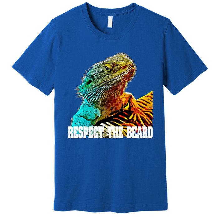 Respect The Beard Funny Bearded Dragon Gift Premium T-Shirt