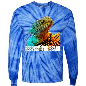 Respect The Beard Funny Bearded Dragon Gift Tie-Dye Long Sleeve Shirt