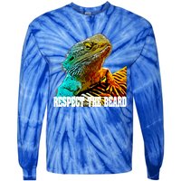 Respect The Beard Funny Bearded Dragon Gift Tie-Dye Long Sleeve Shirt