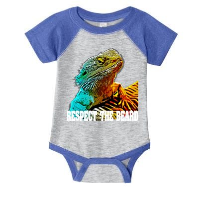 Respect The Beard Funny Bearded Dragon Gift Infant Baby Jersey Bodysuit