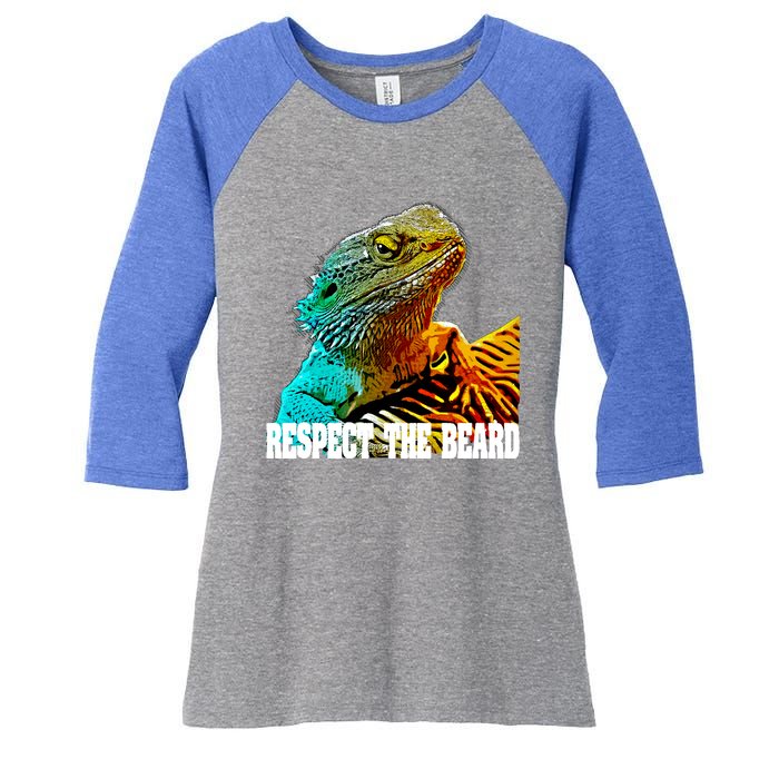 Respect The Beard Funny Bearded Dragon Gift Women's Tri-Blend 3/4-Sleeve Raglan Shirt