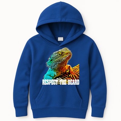 Respect The Beard Funny Bearded Dragon Gift Kids Hoodie