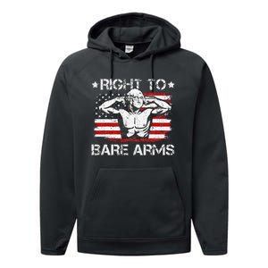 Right To Bare Arms 4th Of July Funny Gym George Performance Fleece Hoodie