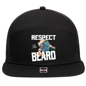 Respect The Beard Reptile Lizard Gift 7 Panel Mesh Trucker Snapback Hat